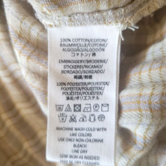 Free People Magical Plaid Embroidered Button Long Sleeve Top Gray & Orange Small - Picture 7 of 12